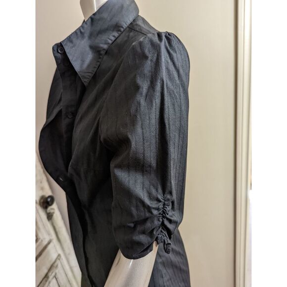 Black Pinstripe Business Casual Button Down - Picture 3 of 9